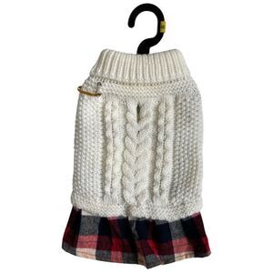 Rachel Zoe Sweater Plaid Skirted Winter Dog Outfit Red/Back Size XS